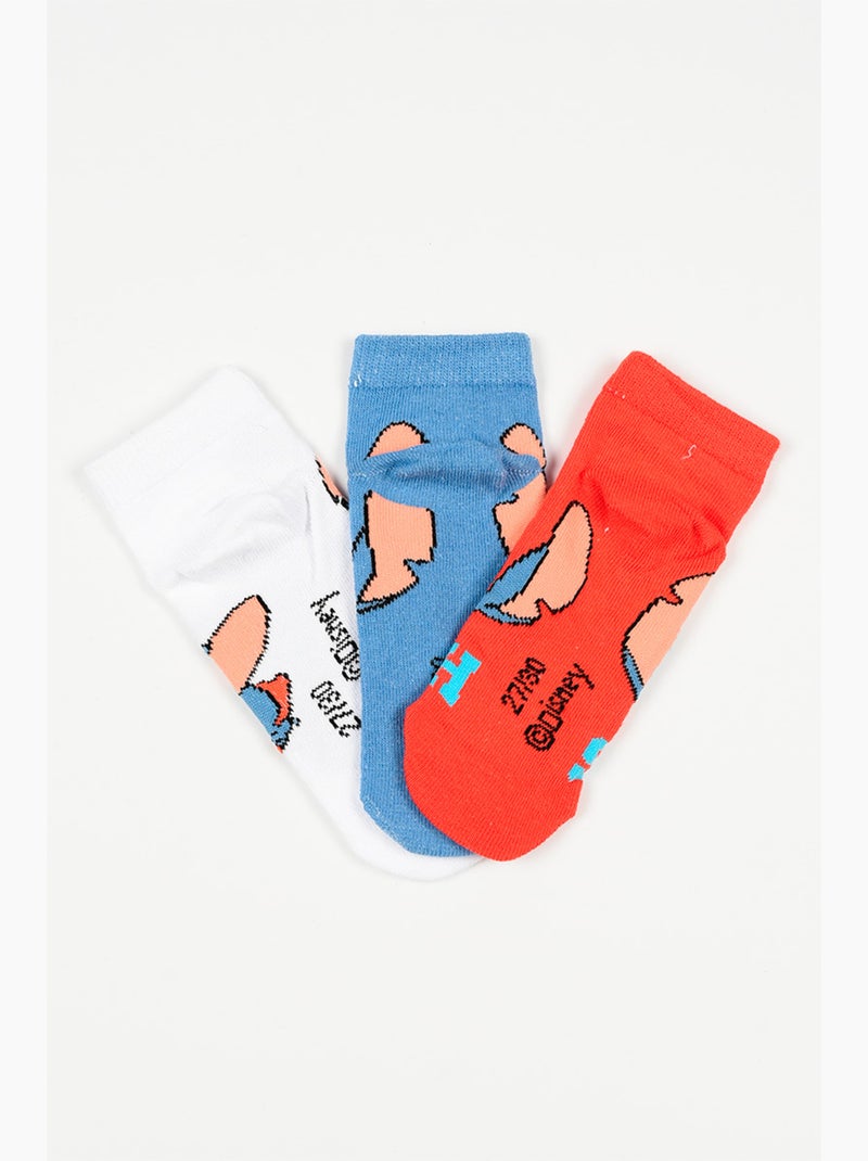 Lot 3 Chaussettes Basses Lilo & Stitch Multicolore| Licence Officielle Blanc Rose Blanc - Kiabi