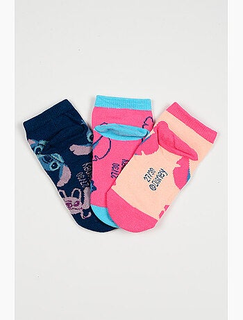 Lot 3 Chaussettes Basses Lilo & Stitch Multicolore | Licence Officielle