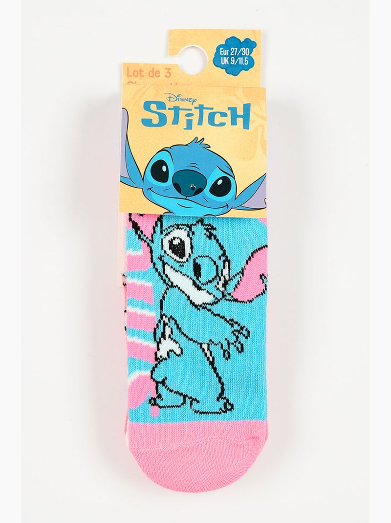 Lot 3 Chaussettes Basses Lilo & Stitch Multicolore | Licence Officielle Blanc/Rose pastel/Transparent - Kiabi