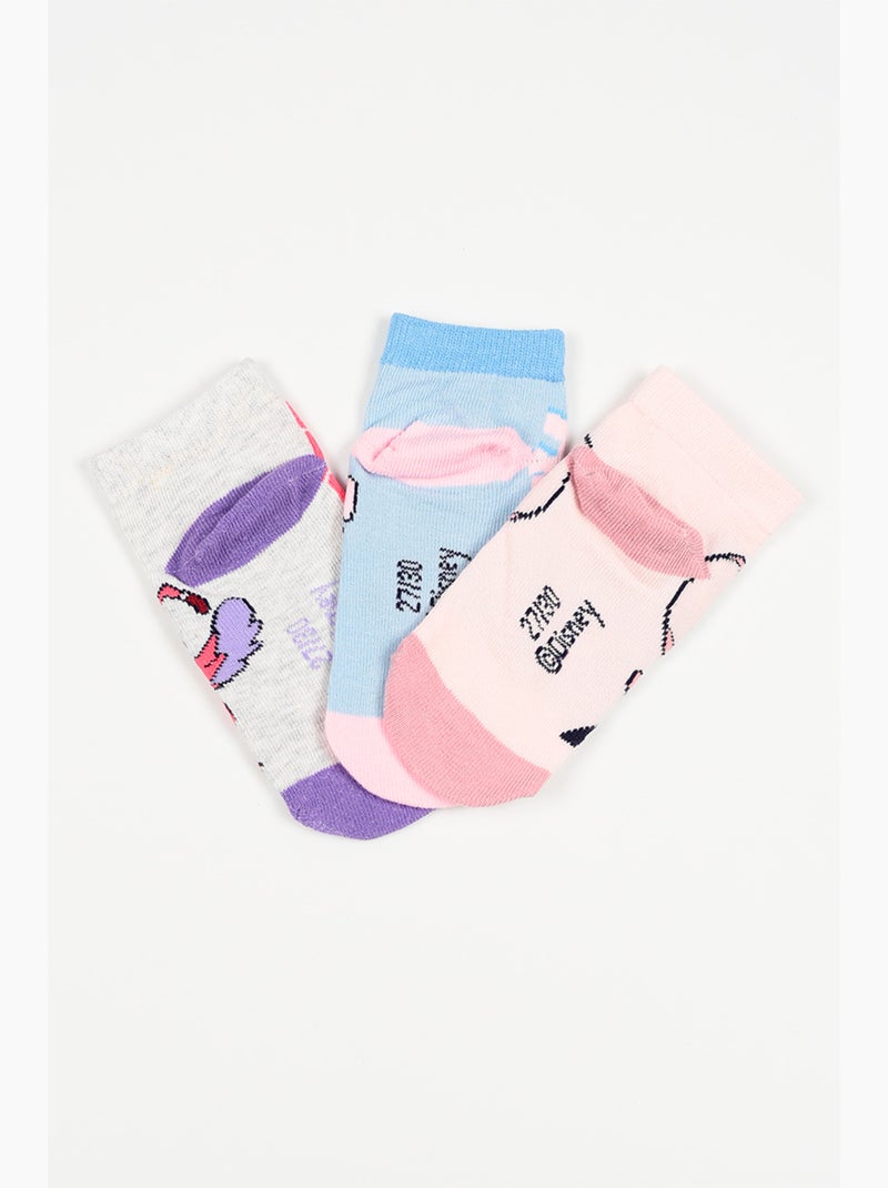 Lot 3 Chaussettes Basses Lilo & Stitch Multicolore | Licence Officielle Blanc/Rose pastel/Transparent - Kiabi