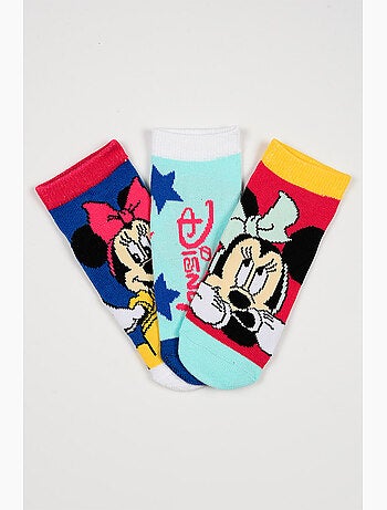 Lot 3 Chaussettes Basses Minnie Mouse Multicolore | Licence Officielle