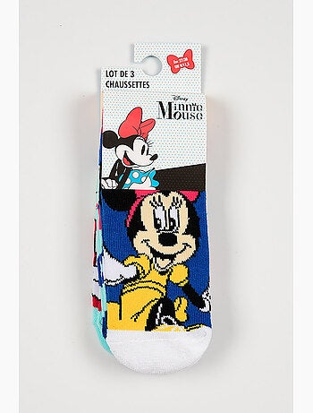 Lot 3 Chaussettes Basses Minnie Mouse Multicolore | Licence Officielle