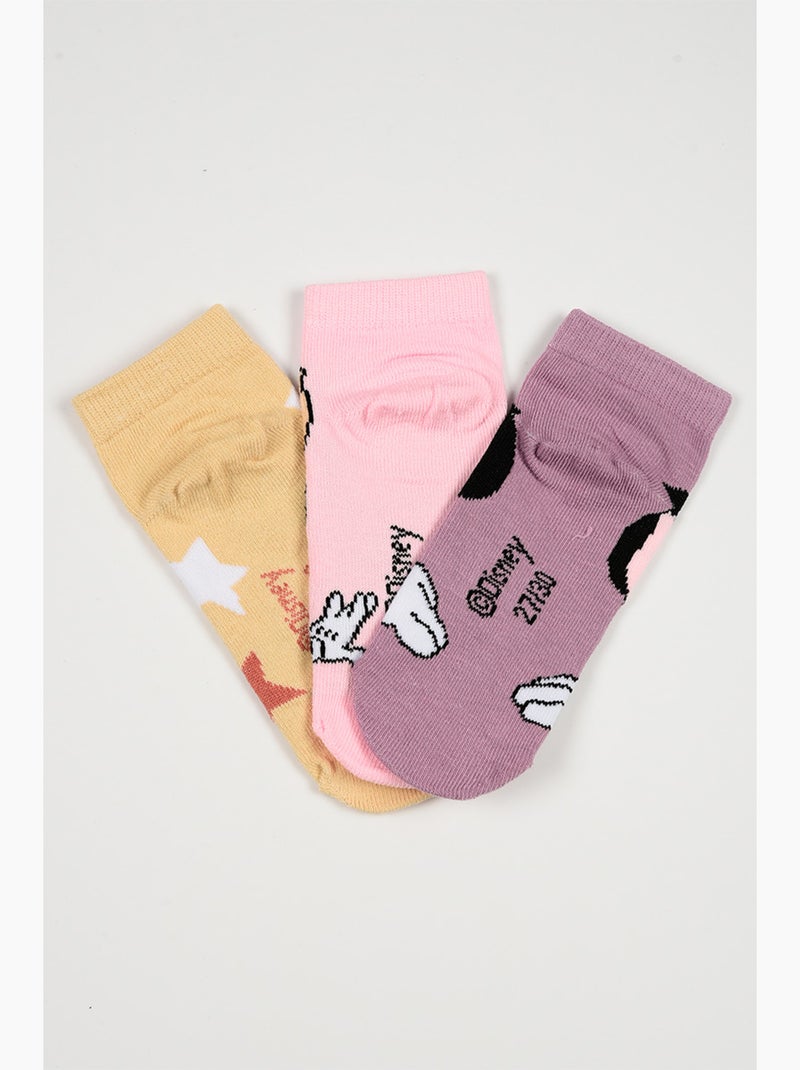 Lot 3 Chaussettes Basses Minnie Mouse Multicolore | Licence Officielle Bleu Rose Bleu - Kiabi