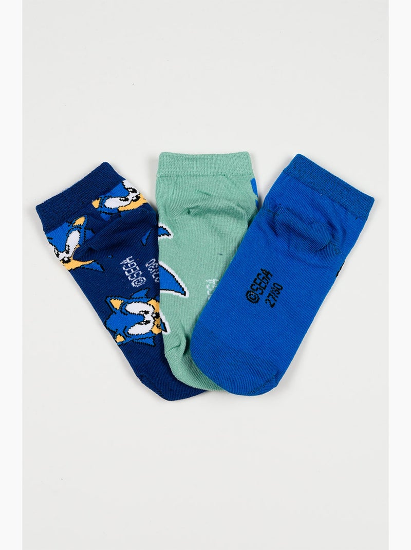 Lot 3 Chaussettes Basses Sonic Multicolore| Licence Officielle Bleu/Gris/Blanc perle/Transparent - Kiabi