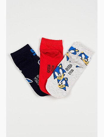 Lot 3 chaussettes basses sonic multicolore| licence officielle