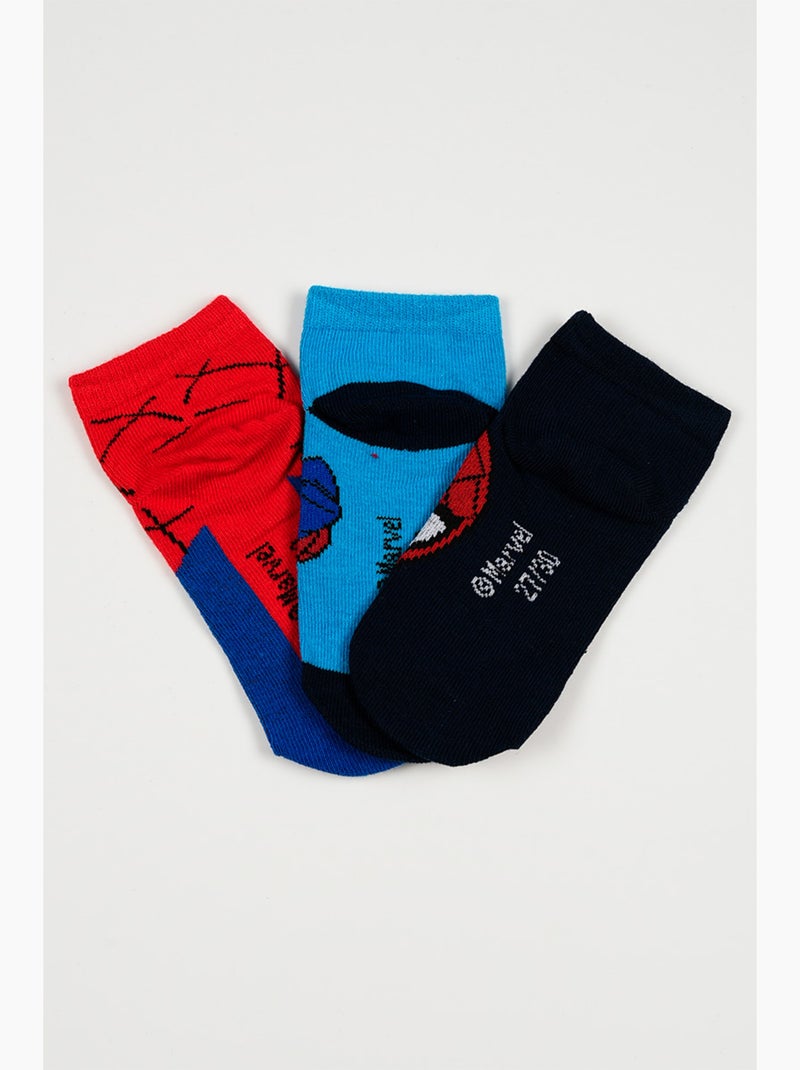 Lot 3 Chaussettes Basses Spider-Man Multicolore| Licence Officielle Jaune/Bleu Marine/Rouge - Kiabi
