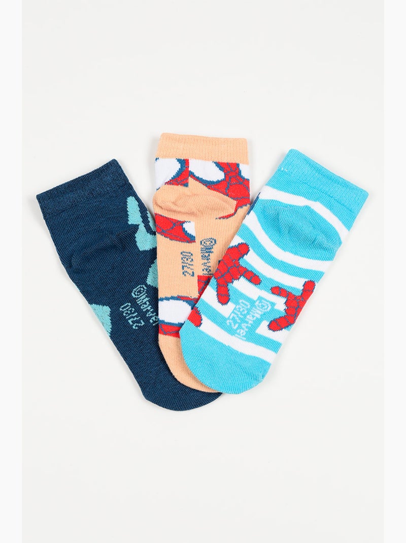 Lot 3 Chaussettes Basses Spidey  | Licence Officielle Bleu - Kiabi