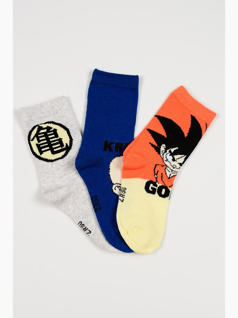 Lot 3 Chaussettes Dragon Ball Multicolore| Licence Officielle Bleu/Gris/Blanc perle/Transparent - Kiabi