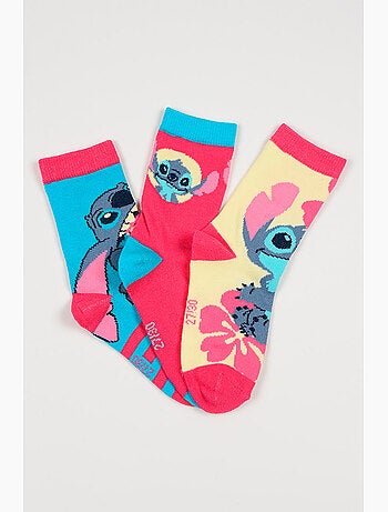 Lot 3 Chaussettes Lilo & Stitch Multicolore | Licence Officielle