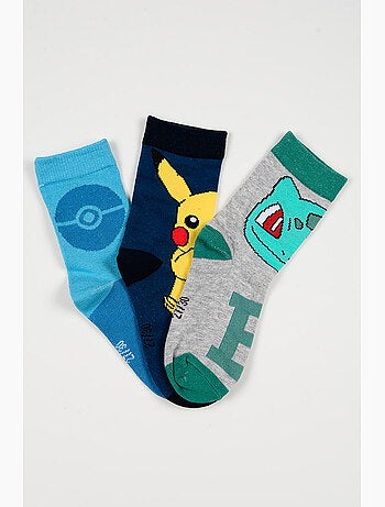 Lot 3 Chaussettes Pokémon Multicolore| Licence Officielle