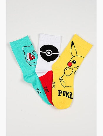 Lot 3 Chaussettes Pokémon Multicolore| Licence Officielle