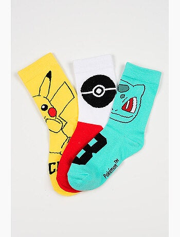 Lot 3 Chaussettes Pokémon Multicolore| Licence Officielle