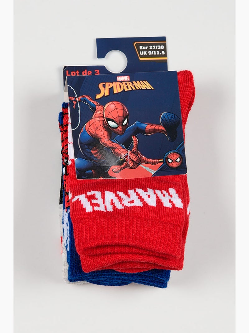 Lot 3 Chaussettes Spider-Man Multicolore| Licence Officielle Gris Bleu - Kiabi