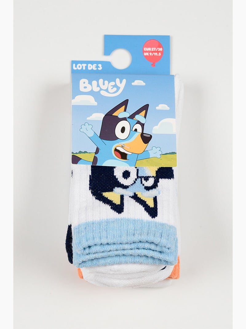 Lot 3 Chaussettes Tennis Bluey  | Licence Officielle Blanc - Kiabi