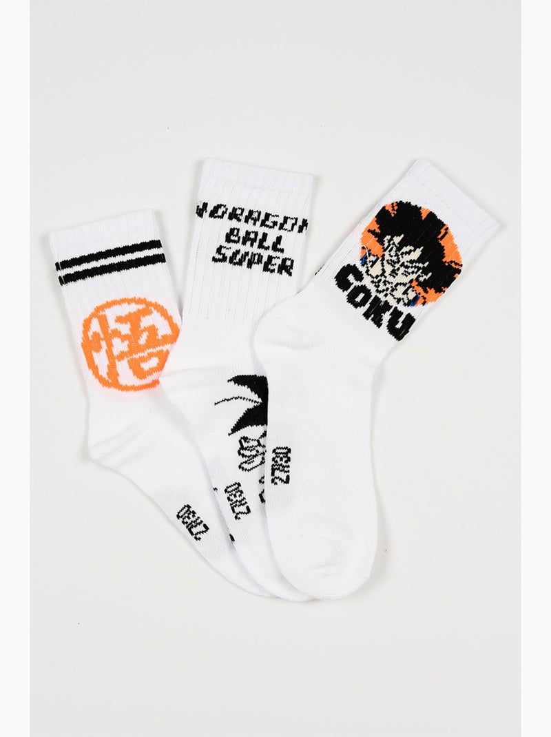 Lot 3 Chaussettes Tennis Dragon Ball  | Licence Officielle Blanc - Kiabi