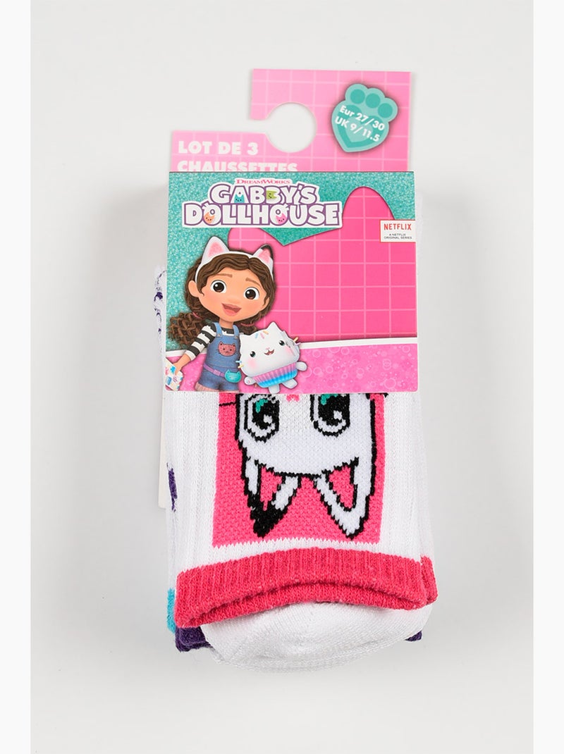 Lot 3 Chaussettes Tennis Gabby's Dollhouse   | Licence Officielle Blanc - Kiabi