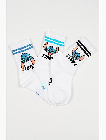 Lot 3 Chaussettes Tennis Lilo & Stitch | Licence Officielle