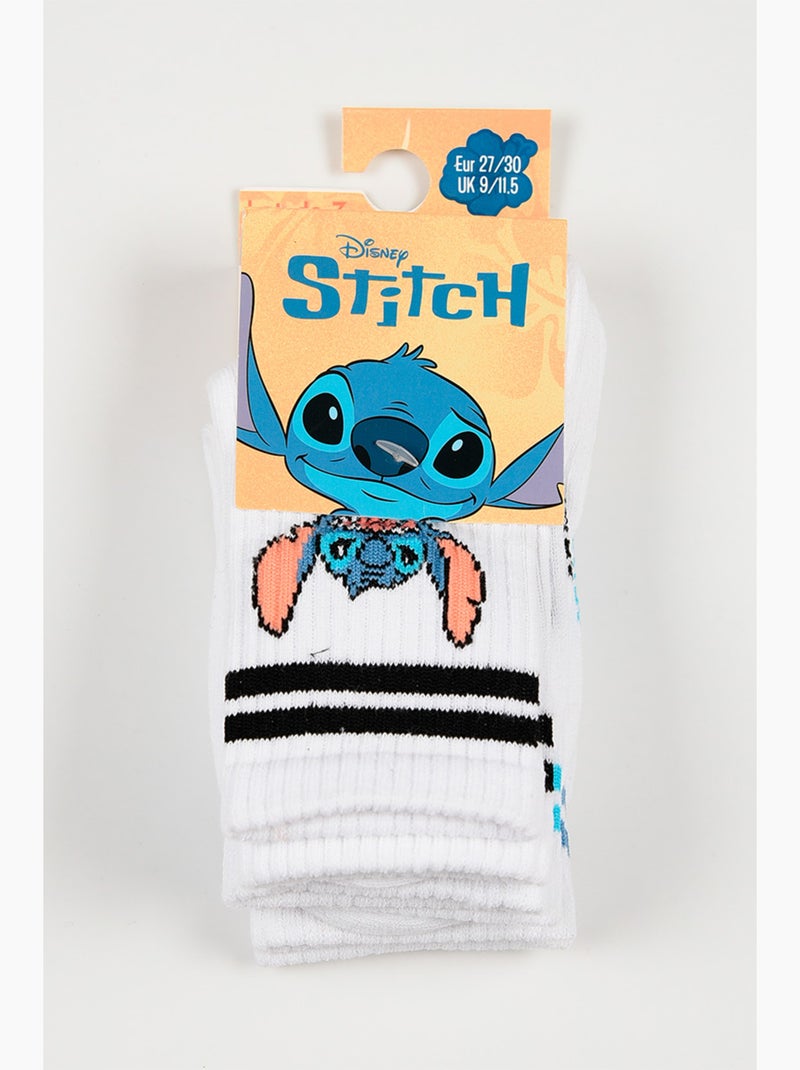 Lot 3 Chaussettes Tennis Lilo & Stitch  | Licence Officielle Blanc - Kiabi
