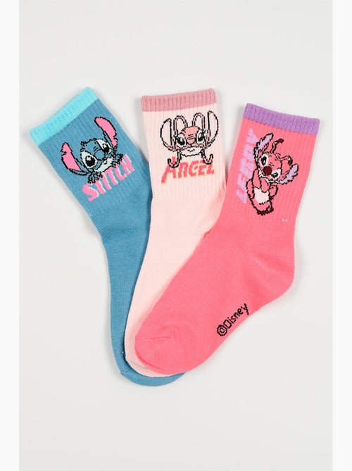 Lot 3 Chaussettes Tennis Lilo & Stitch Multicolore | Licence Officielle - Kiabi