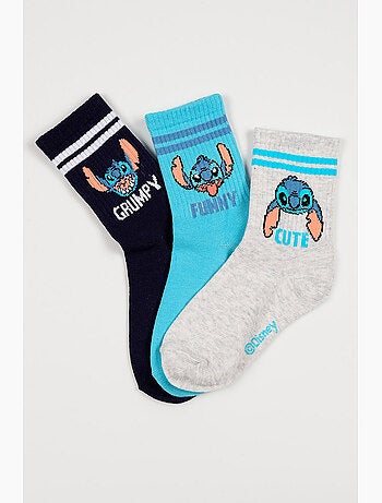 Lot 3 Chaussettes Tennis Lilo & Stitch Multicolore| Licence Officielle