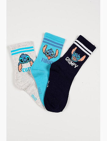 Lot 3 Chaussettes Tennis Lilo & Stitch Multicolore| Licence Officielle