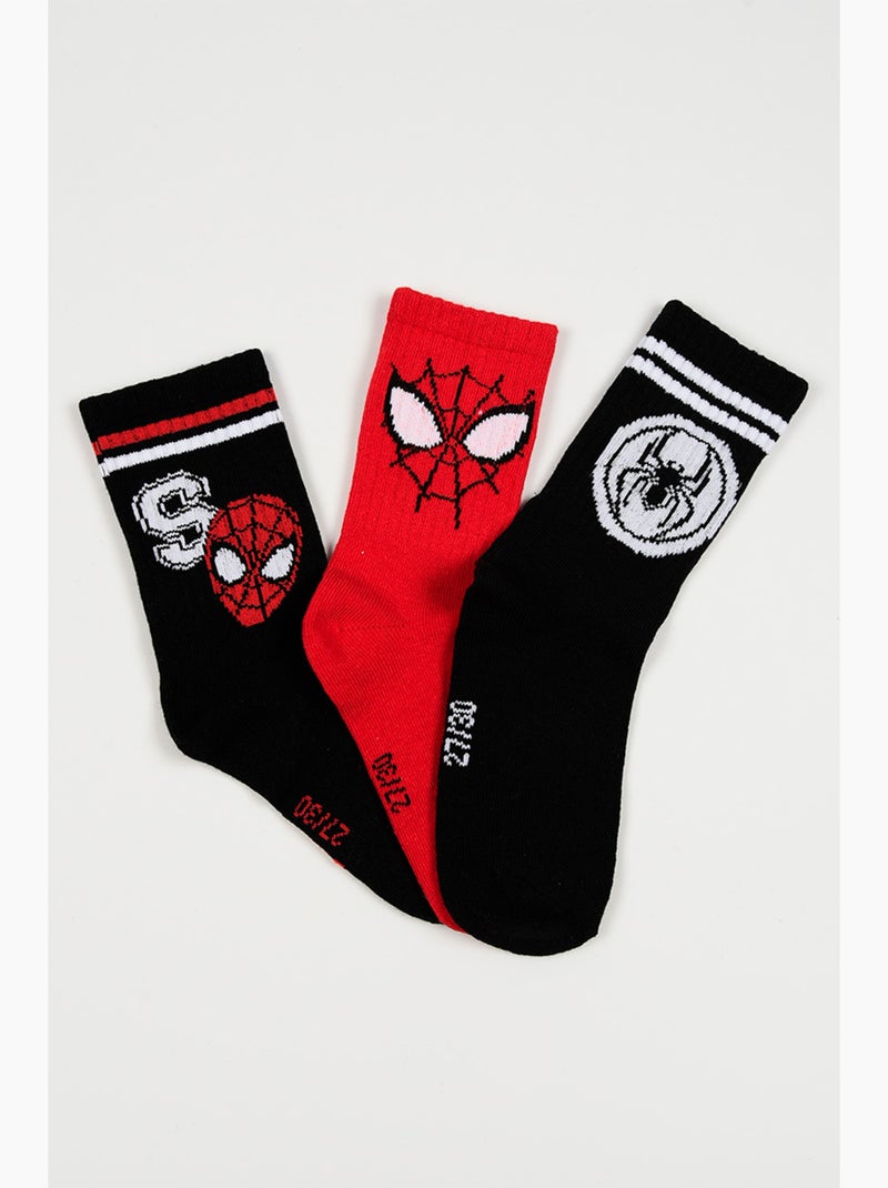 Lot 3 Chaussettes Tennis Spider-Man Multicolore| Licence Officielle Noir Rouge - Kiabi