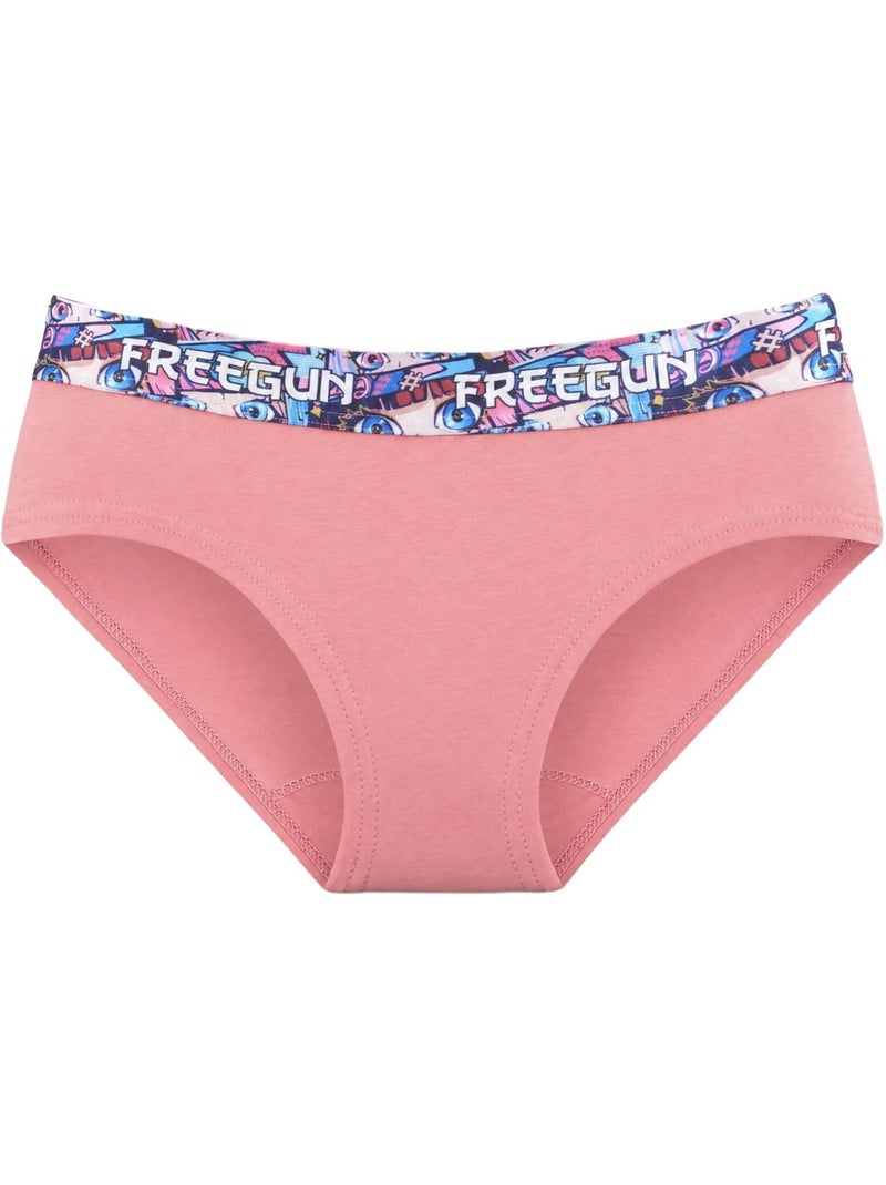 Lot  3 culottes fille en coton uni et ceinture imprimée freegun Rose - Kiabi