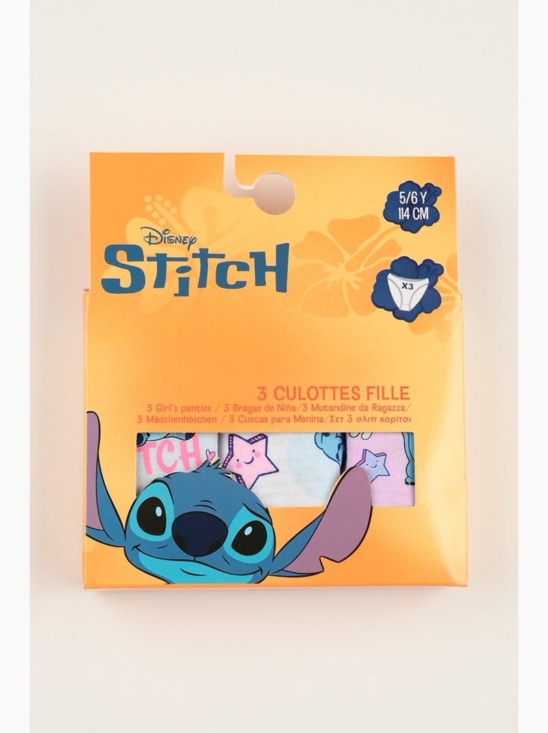 Lot 3 Culottes Lilo & Stitch Multicolore | Licence Officielle Blanc Violet clair Bleu - Kiabi
