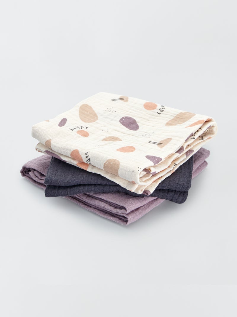 Lot 3 langes unis et imprimés Beige/violet/gris - Kiabi