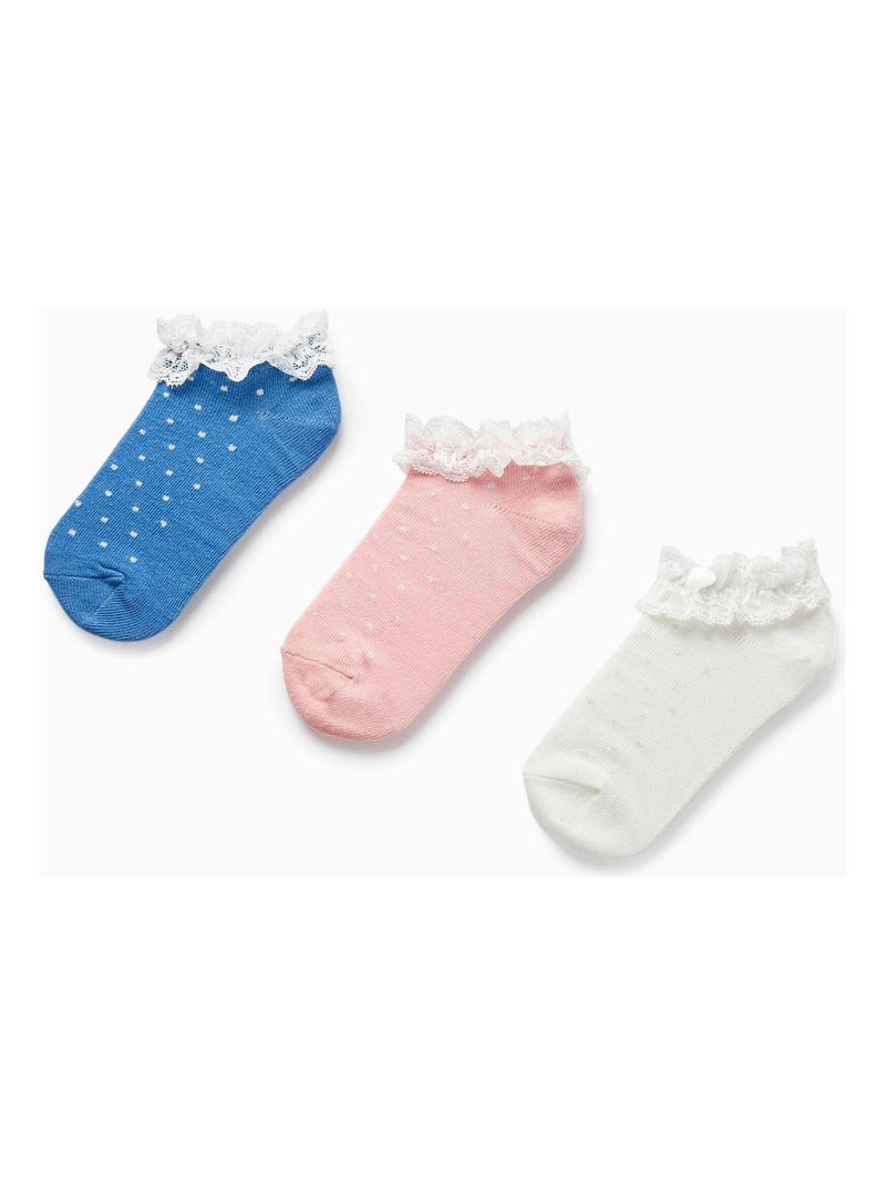 Lot 3 Paires de Chaussettes avec Fils Lurex et Dentelle Fille   GREAT GOALS GREAT WORLD Multicolore - Kiabi