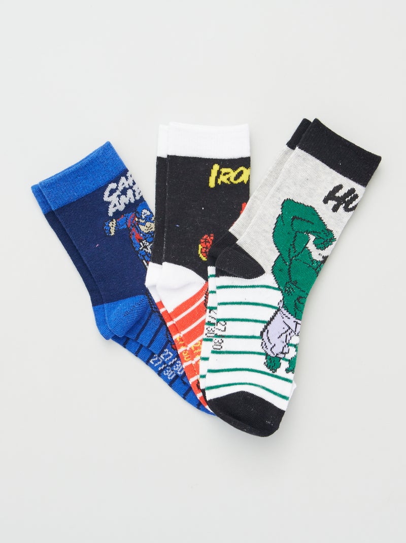 Lot 3 paires de chaussettes 'Avengers' Blanc/vert/bleu - Kiabi