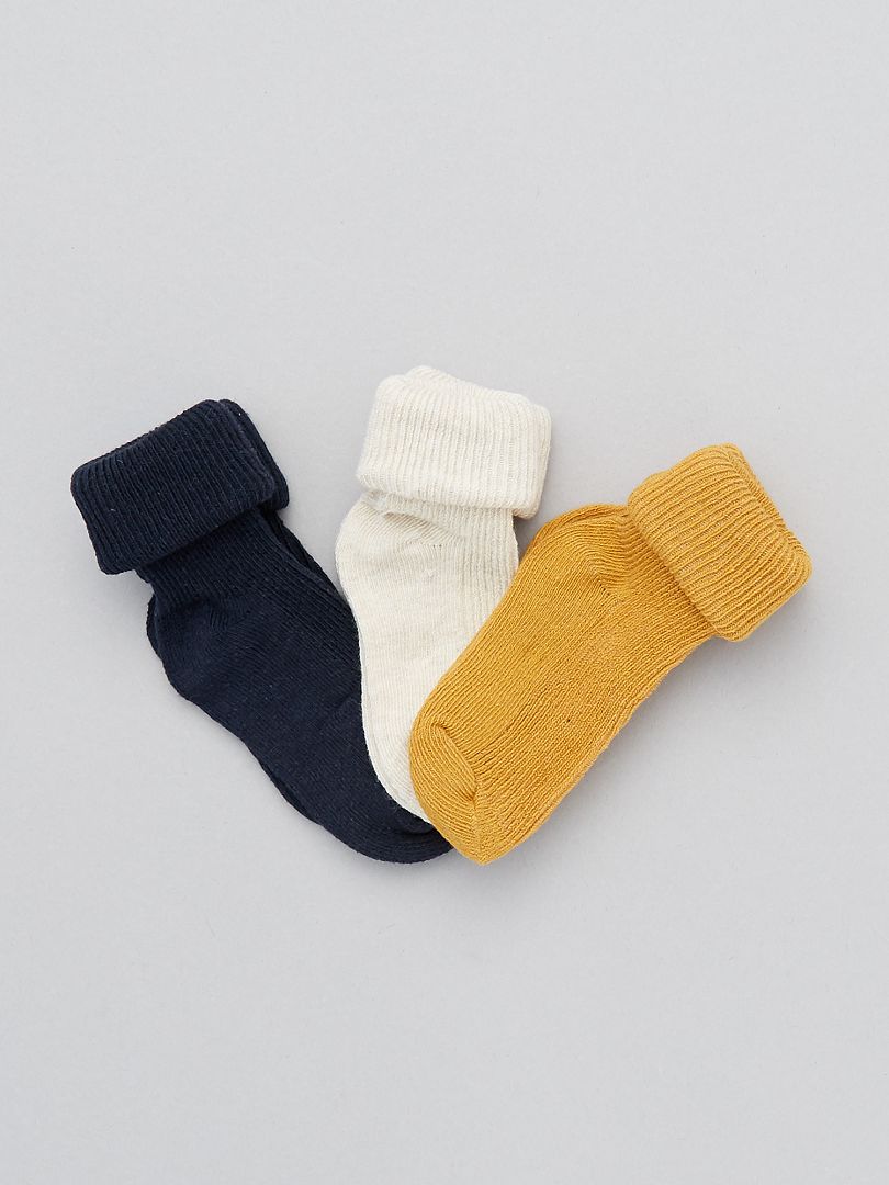 Lot 3 paires de chaussettes jaune/blanc:bleu - Kiabi