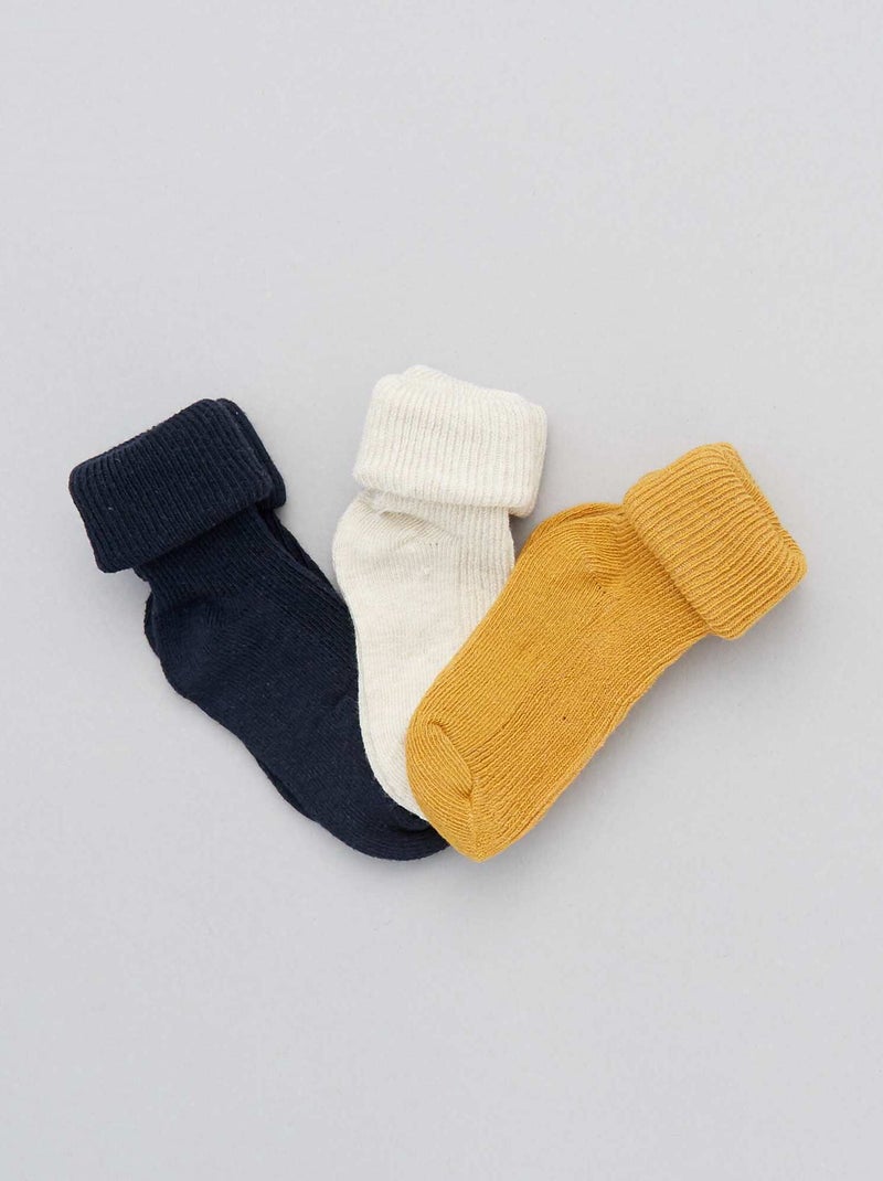 Lot 3 paires de chaussettes jaune/blanc:bleu - Kiabi