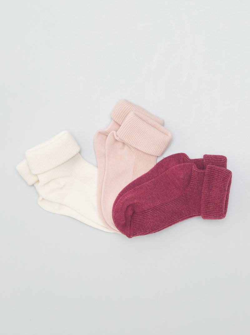 Lot 3 paires de chaussettes Rose/blanc - Kiabi