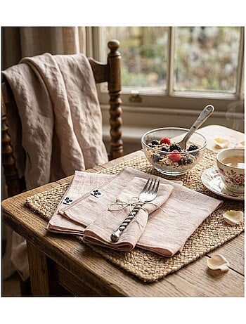 Lot 3 serviettes de table en gaze de coton