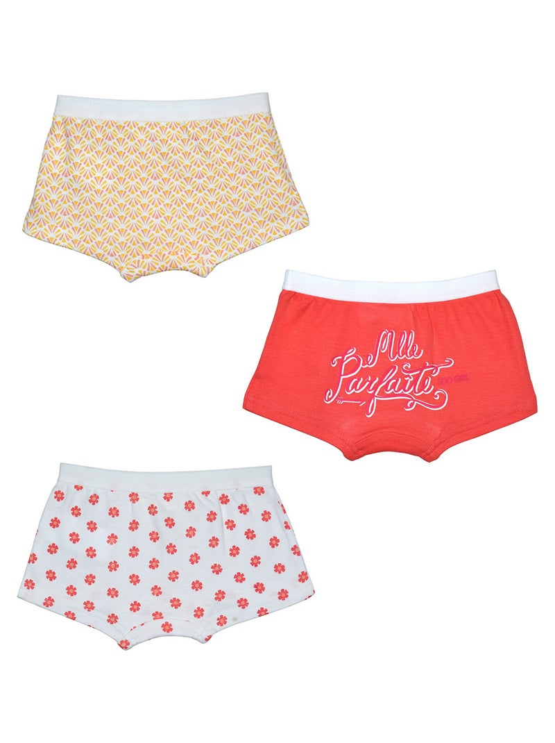 LOT 3 SHORTIES FILLE FLOURE Rose - Kiabi