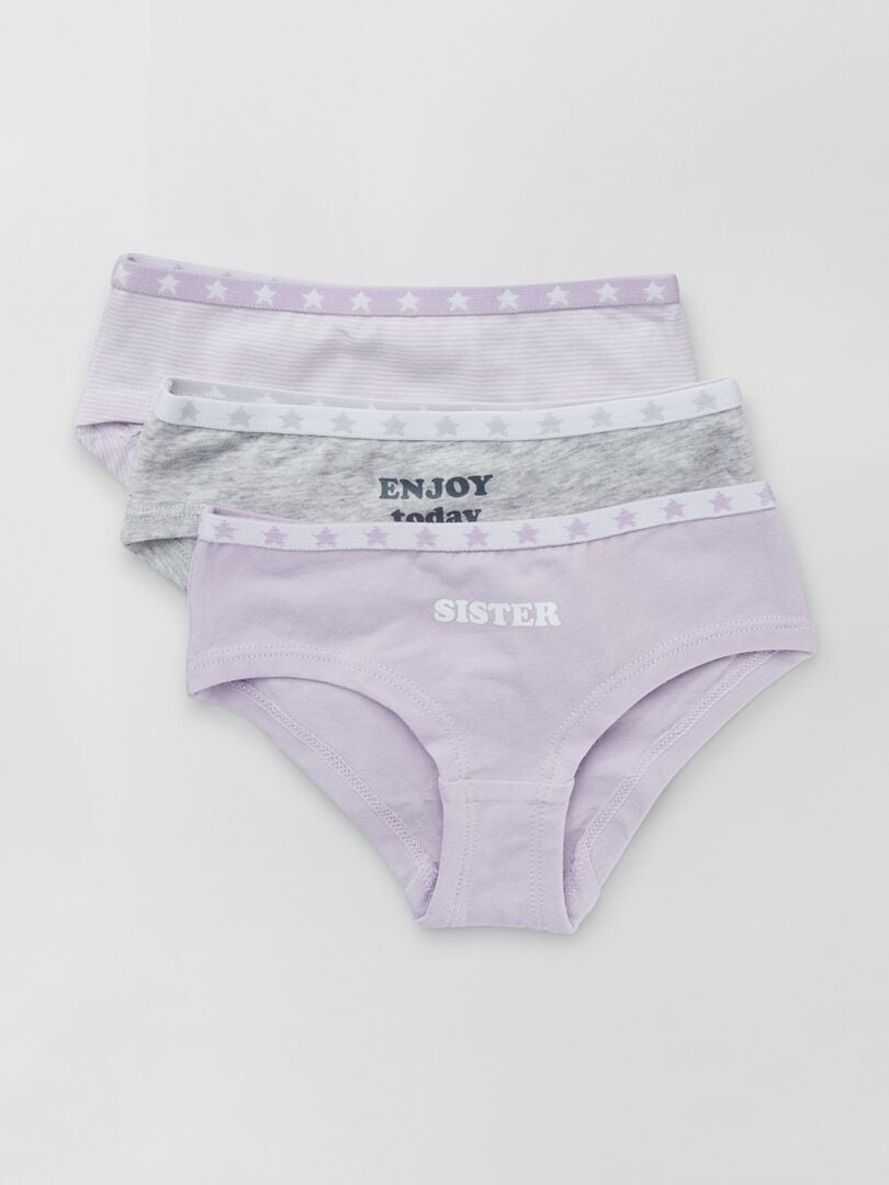 Lot 3 shortys imprimé Violet/gris - Kiabi