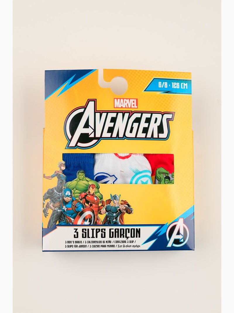 Lot 3 Slips Avengers Multicolore| Licence Officielle Gris/Bleu/Rouge/Blanc - Kiabi