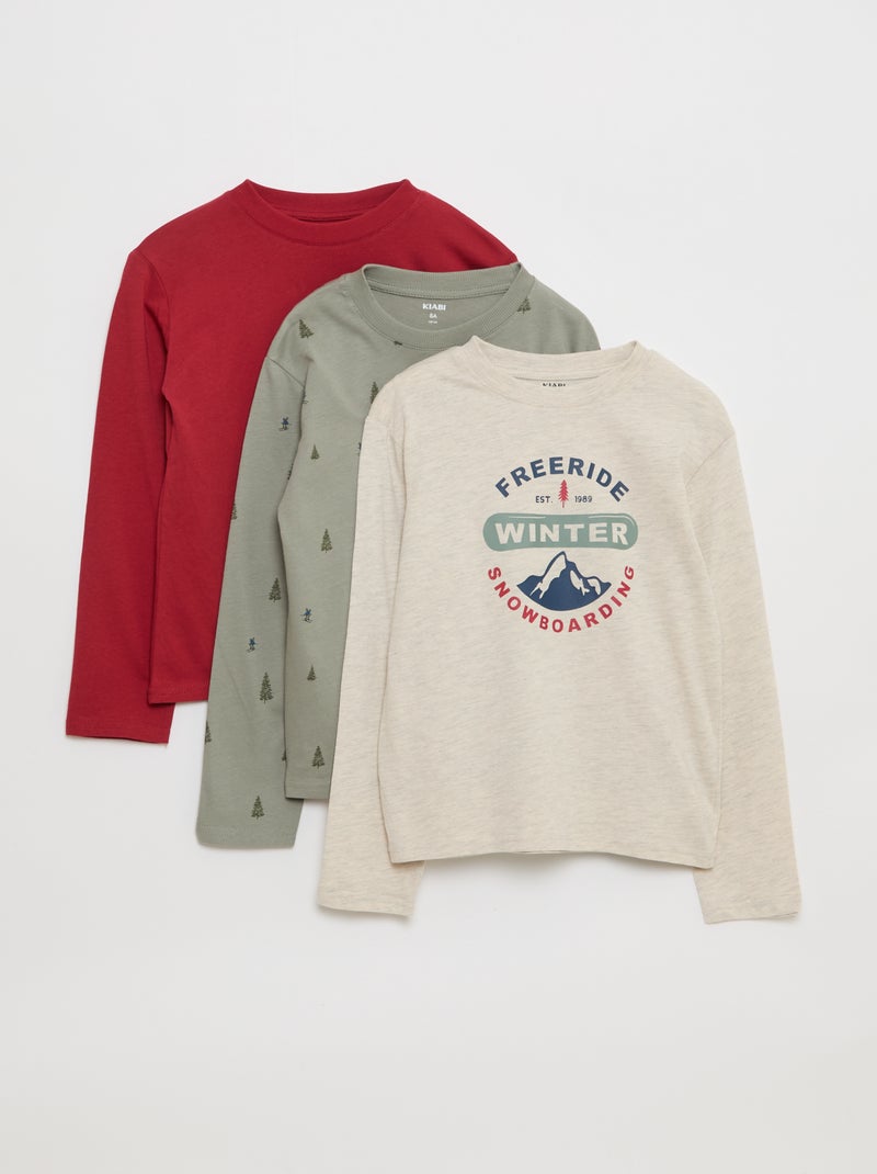 Lot 3 tee-shirts imprimés Beige - Kiabi