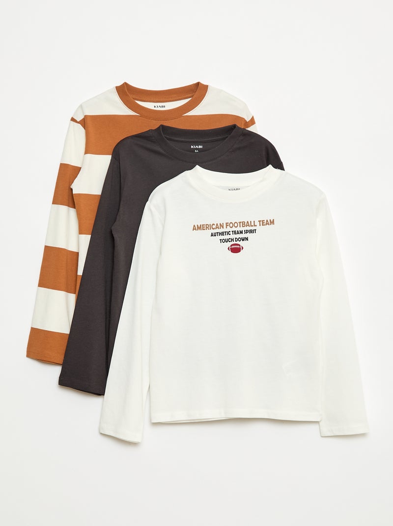 Lot 3 tee-shirts imprimés Beige - Kiabi