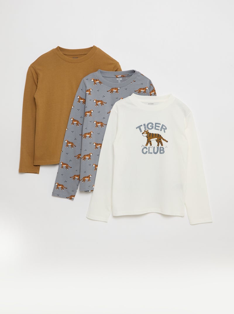 Lot 3 tee-shirts imprimés Beige - Kiabi