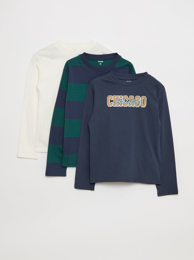 Lot 3 tee-shirts imprimés Bleu - Kiabi