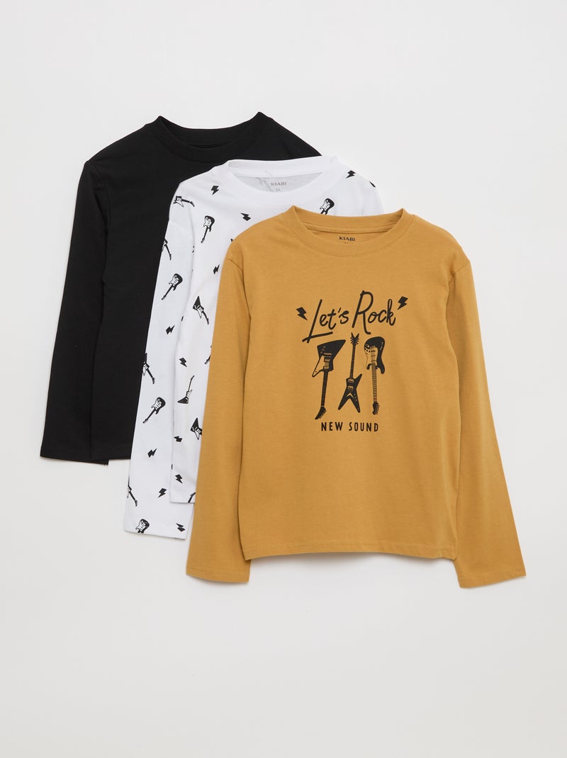 Lot 3 tee-shirts imprimés Jaune - Kiabi