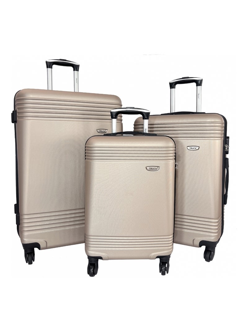 Lot 3 valises dont 1 valise cabine rigides ABS Beige - Kiabi