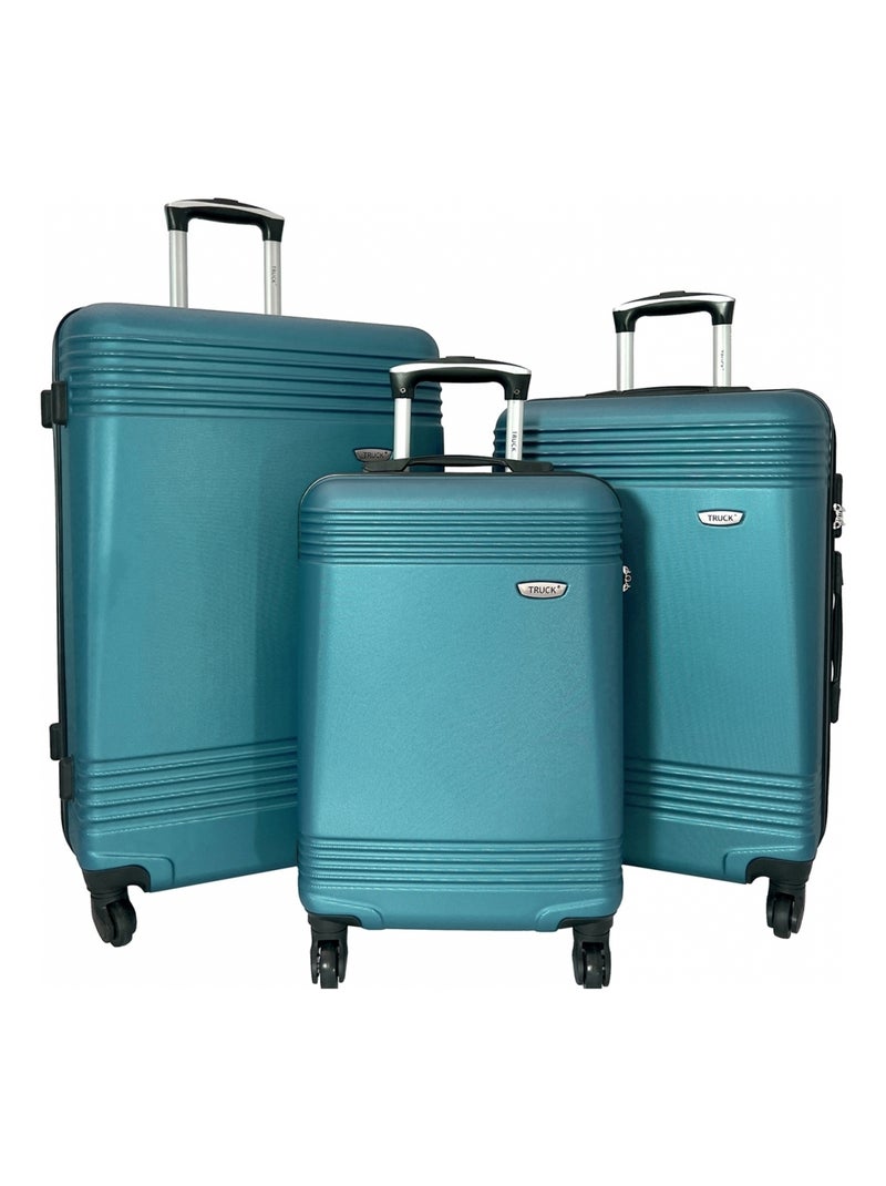 Lot 3 valises dont 1 valise cabine rigides ABS Bleu - Kiabi