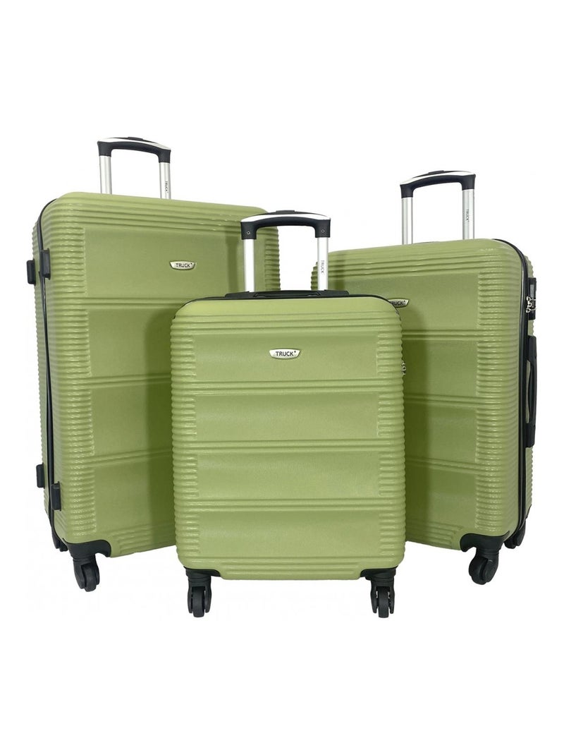 Lot 3 valises dont 1 valise cabine rigides ABS Vert - Kiabi