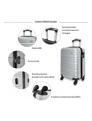 Lot 3 valises dont 1 valise cabine rigides