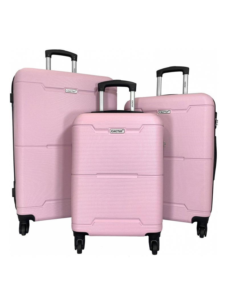 Lot 3 valises dont 1 valise cabine rigides Rose - Kiabi