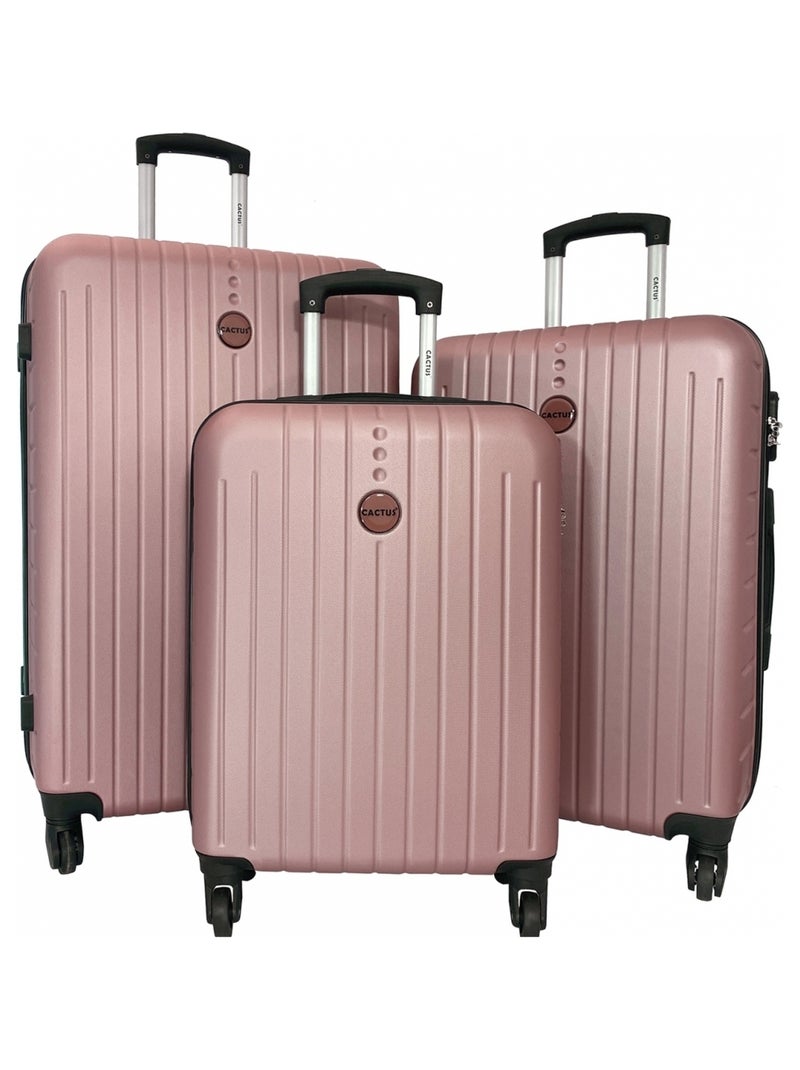 Lot 3 valises dont 1 valise cabine rigides Rose - Kiabi