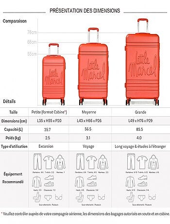 Lot 3 valises dont 1 valise cabine rigides